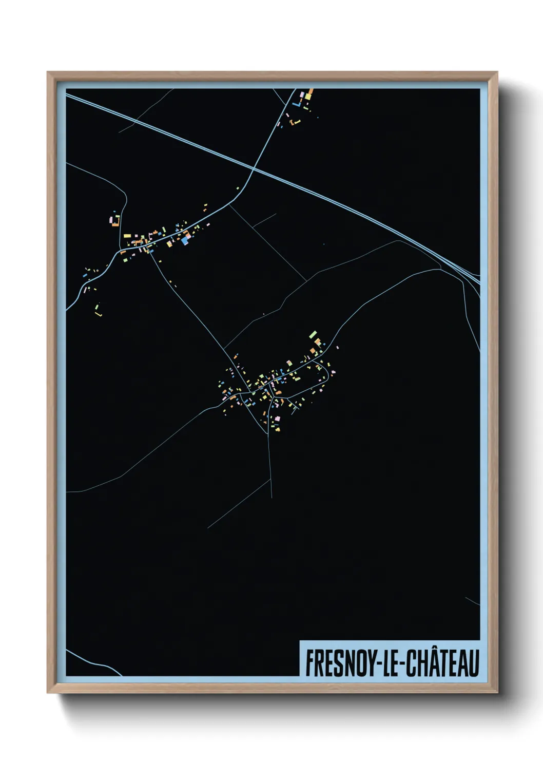 Une affiche de carte sur Fresnoy-le-Château