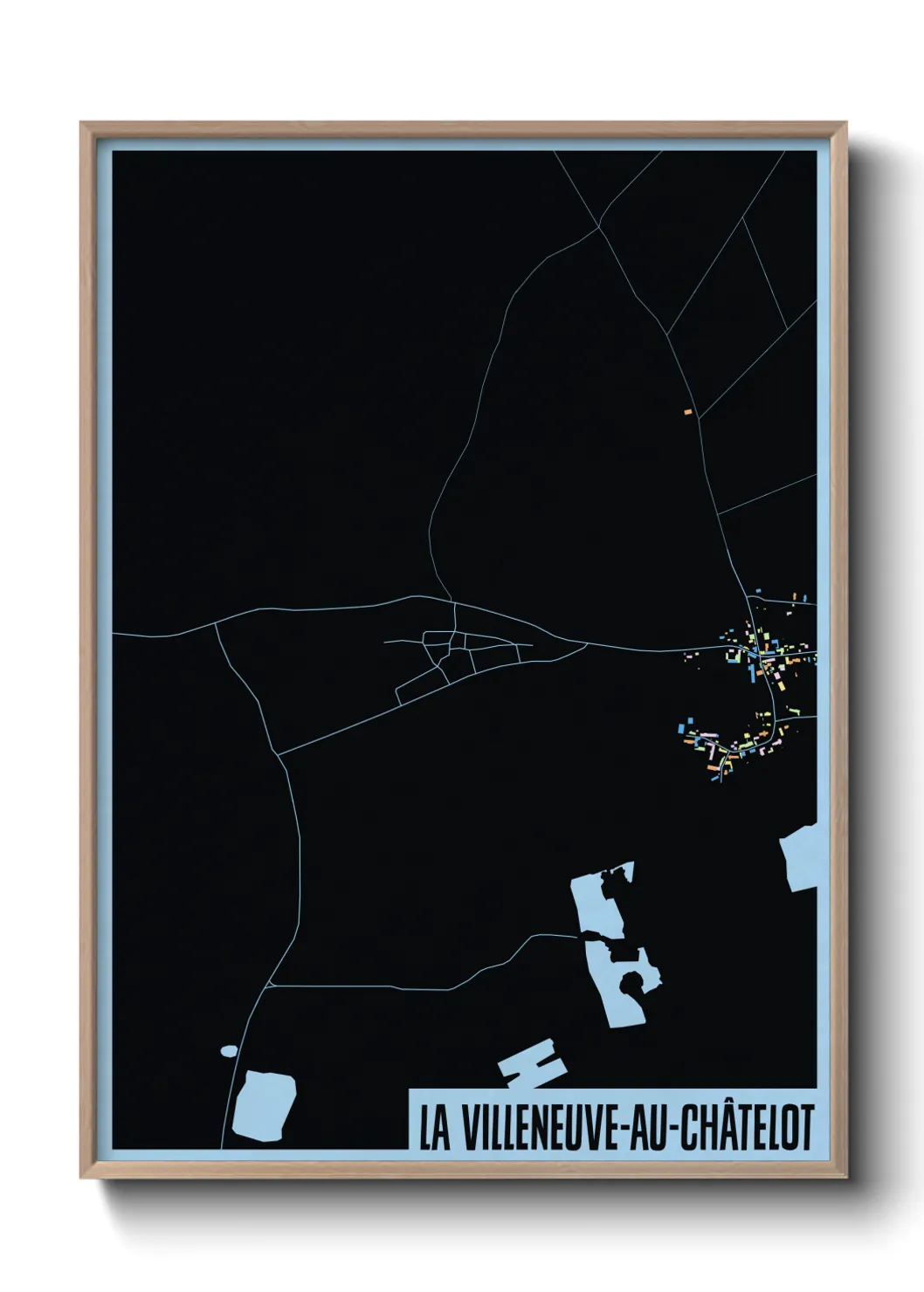 Une affiche de carte sur La Villeneuve-au-Châtelot