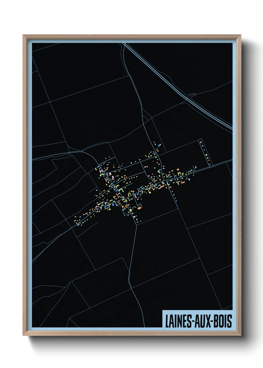 Une affiche de carte sur Laines-aux-Bois