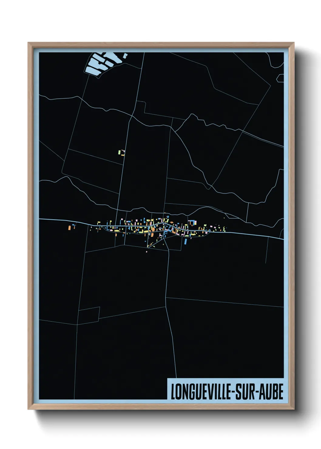 Une affiche de carte sur Longueville-sur-Aube