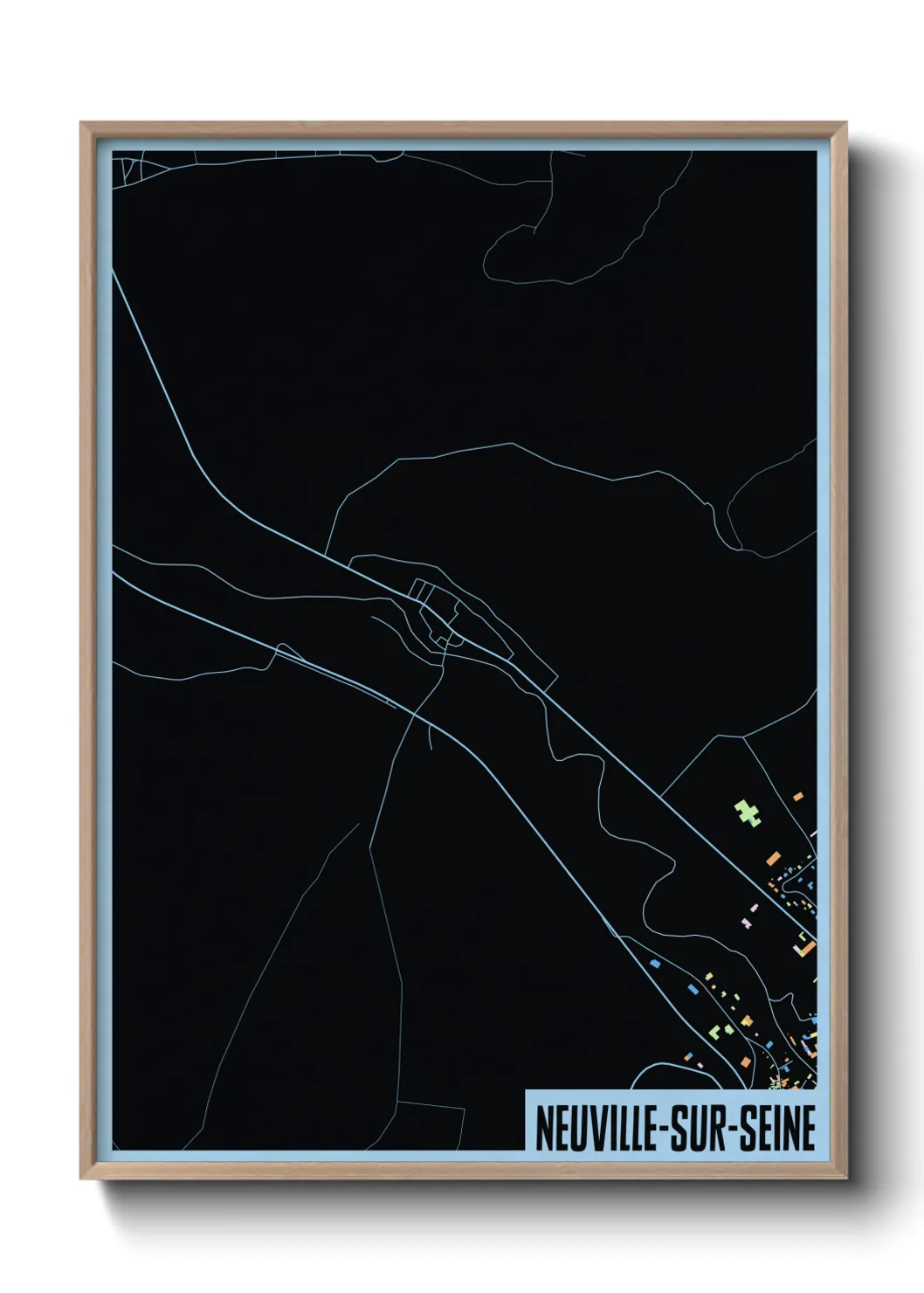 Une affiche de carte sur Neuville-sur-Seine