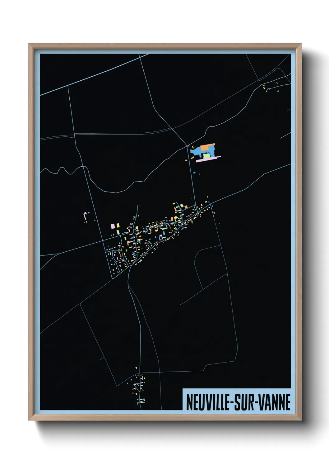 Une affiche de carte sur Neuville-sur-Vanne