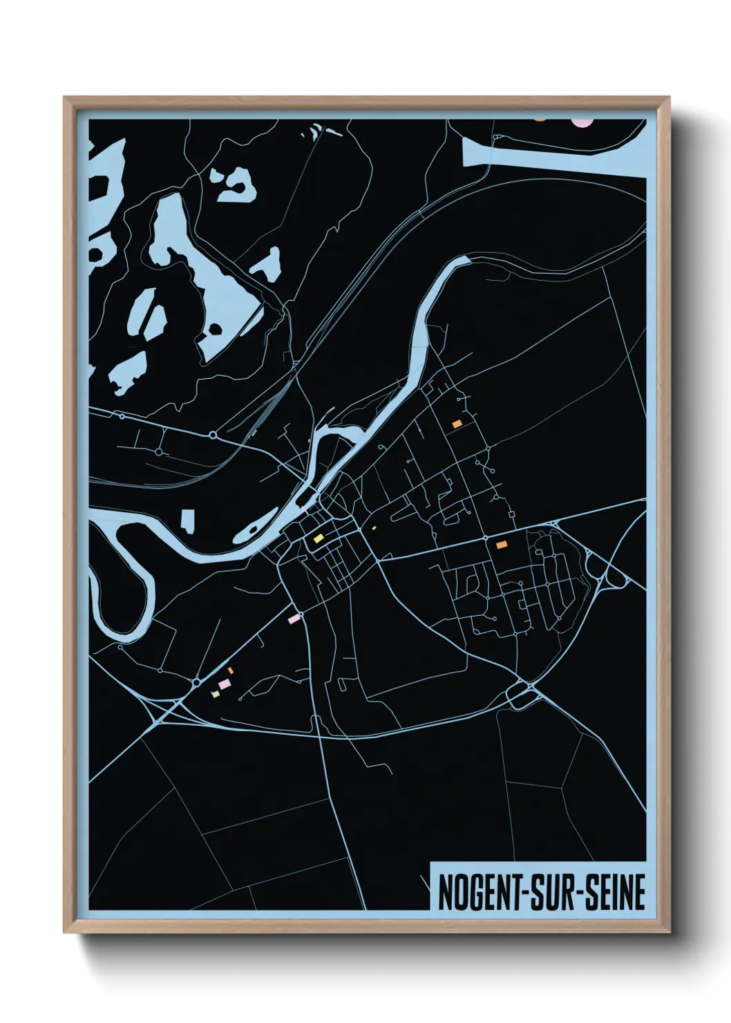 Une affiche de carte sur Nogent-sur-Seine