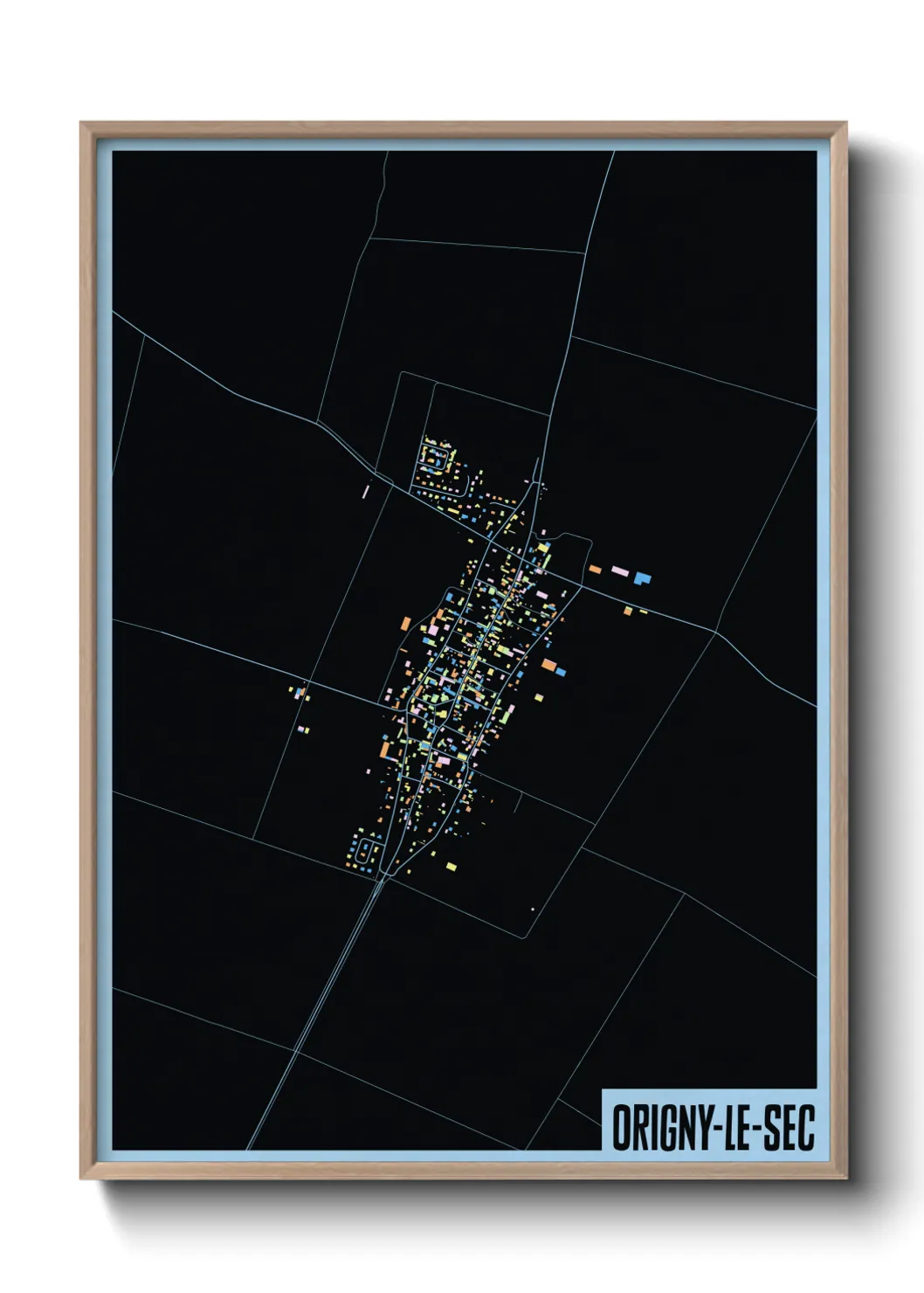 Une affiche de carte sur Origny-le-Sec