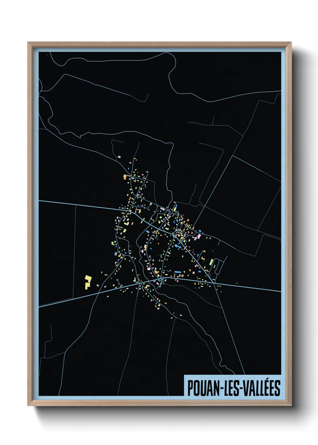 Une affiche de carte sur Pouan-les-Vallées
