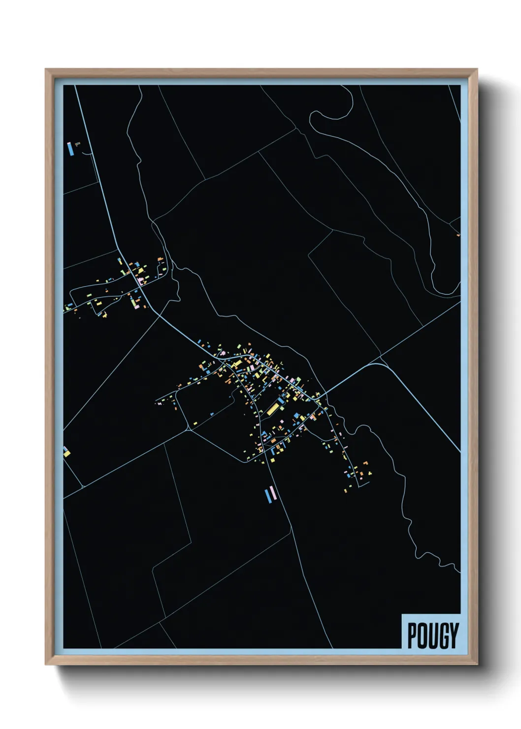 Une affiche de carte sur Pougy