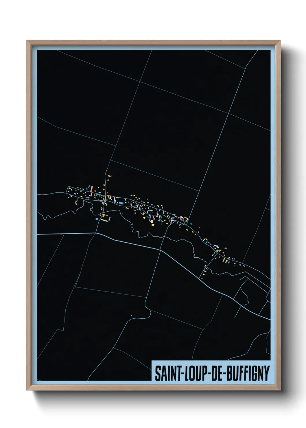 Une affiche de carte sur Saint-Loup-de-Buffigny