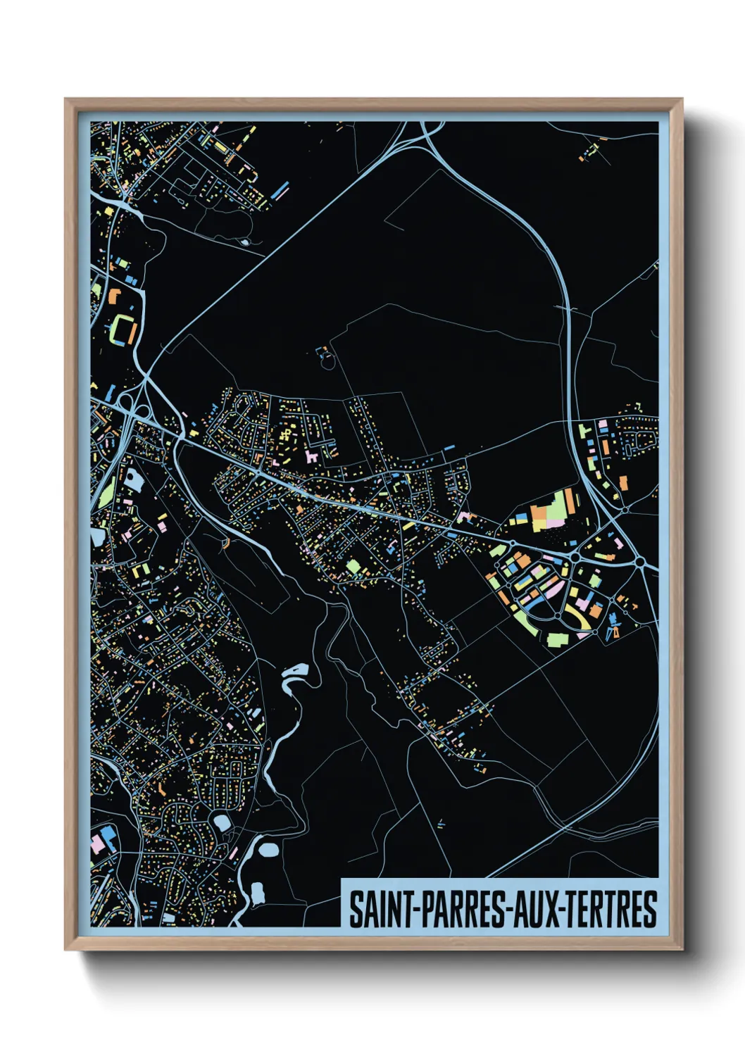 Une affiche de carte sur Saint-Parres-aux-Tertres