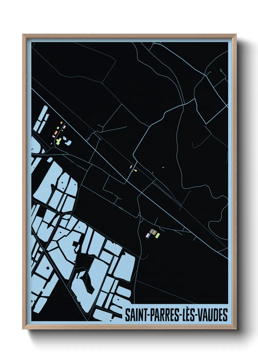 Une affiche de carte sur Saint-Parres-lès-Vaudes