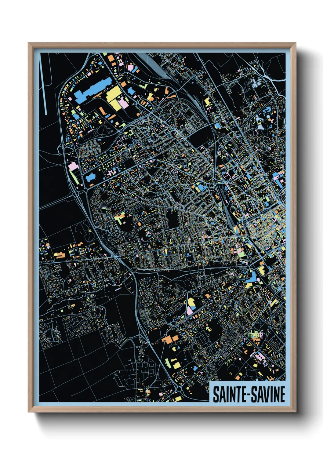 Une affiche de carte sur Sainte-Savine