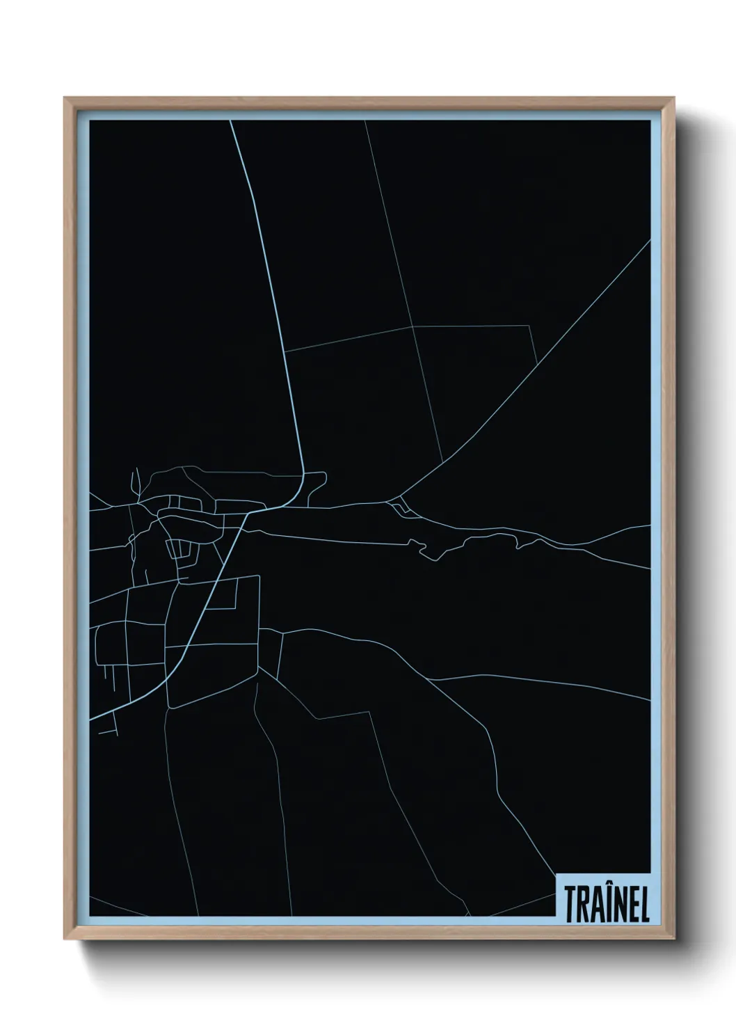 Une affiche de carte sur Traînel