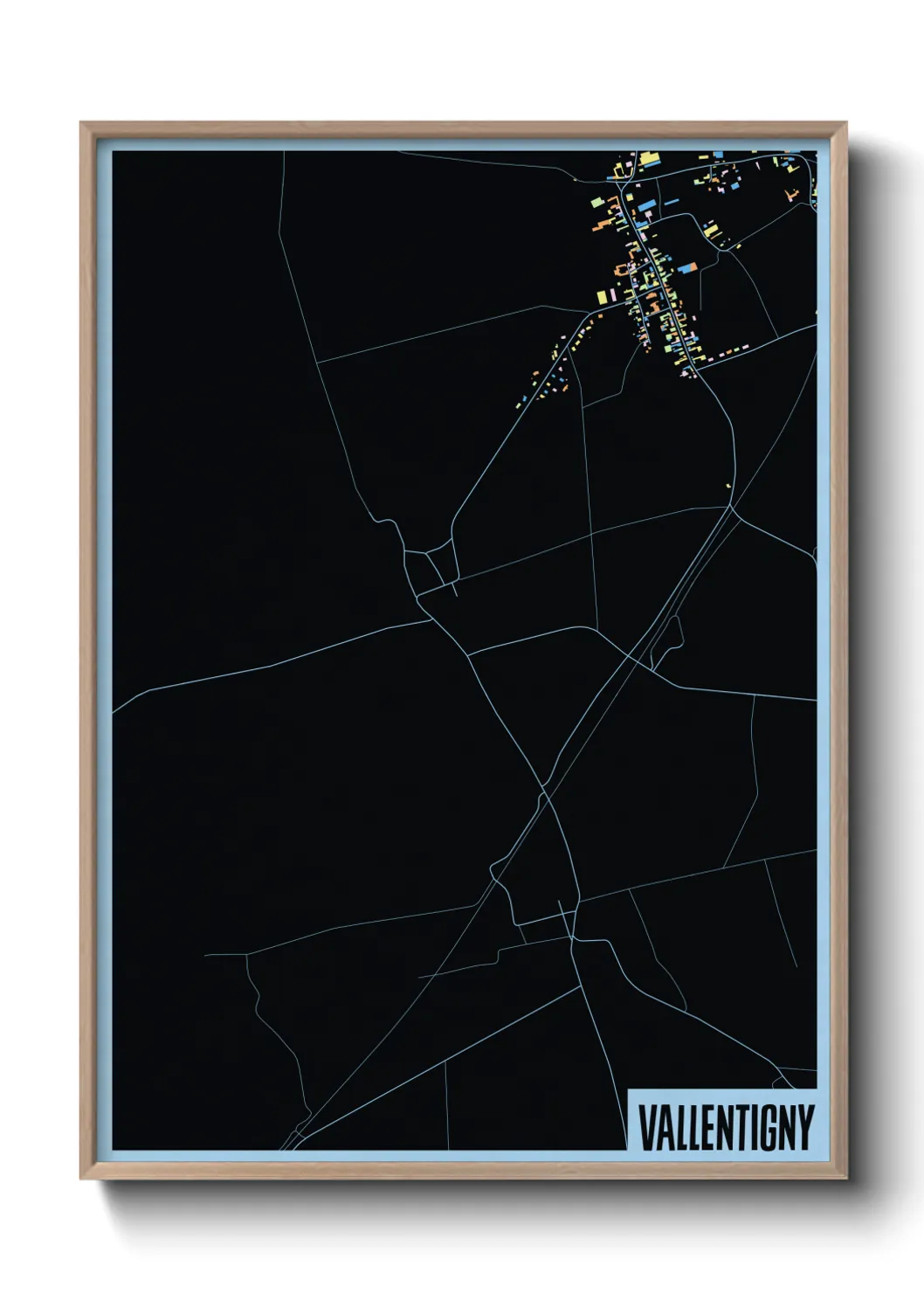 Une affiche de carte sur Vallentigny