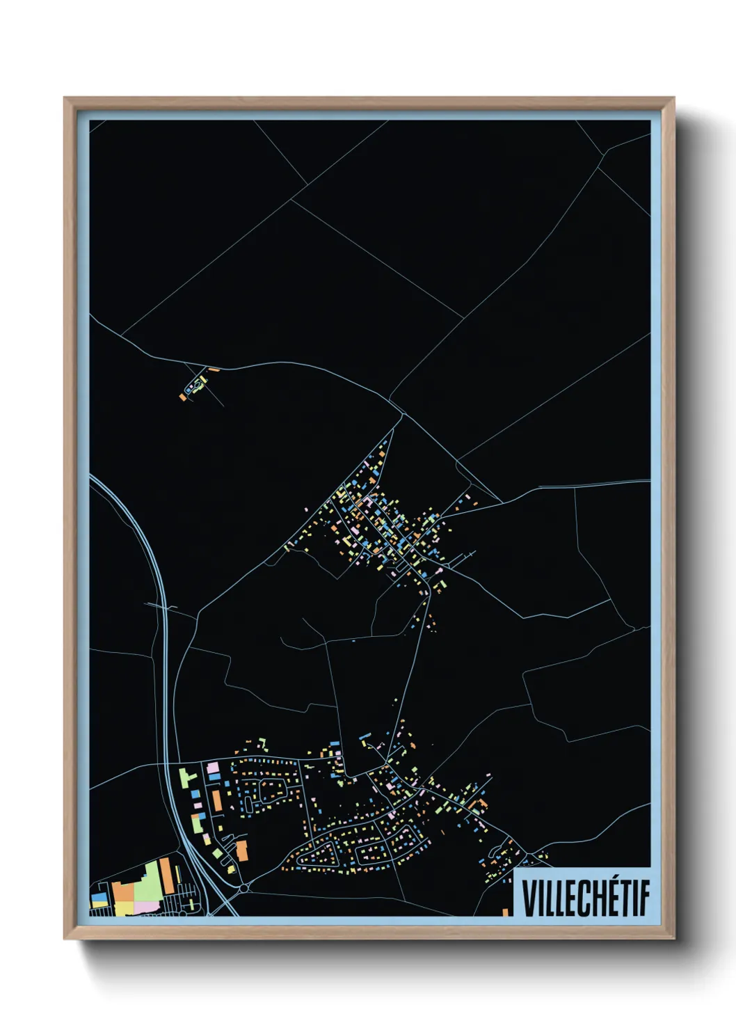 Une affiche de carte sur Villechétif