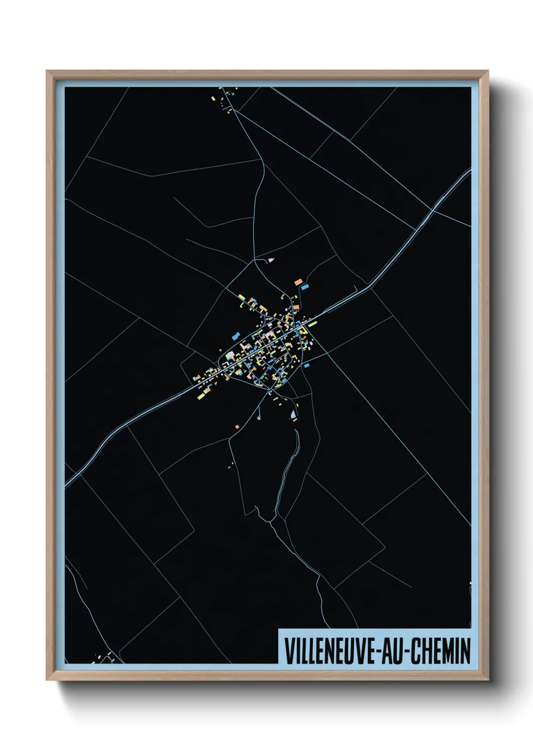 Une affiche de carte sur Villeneuve-au-Chemin