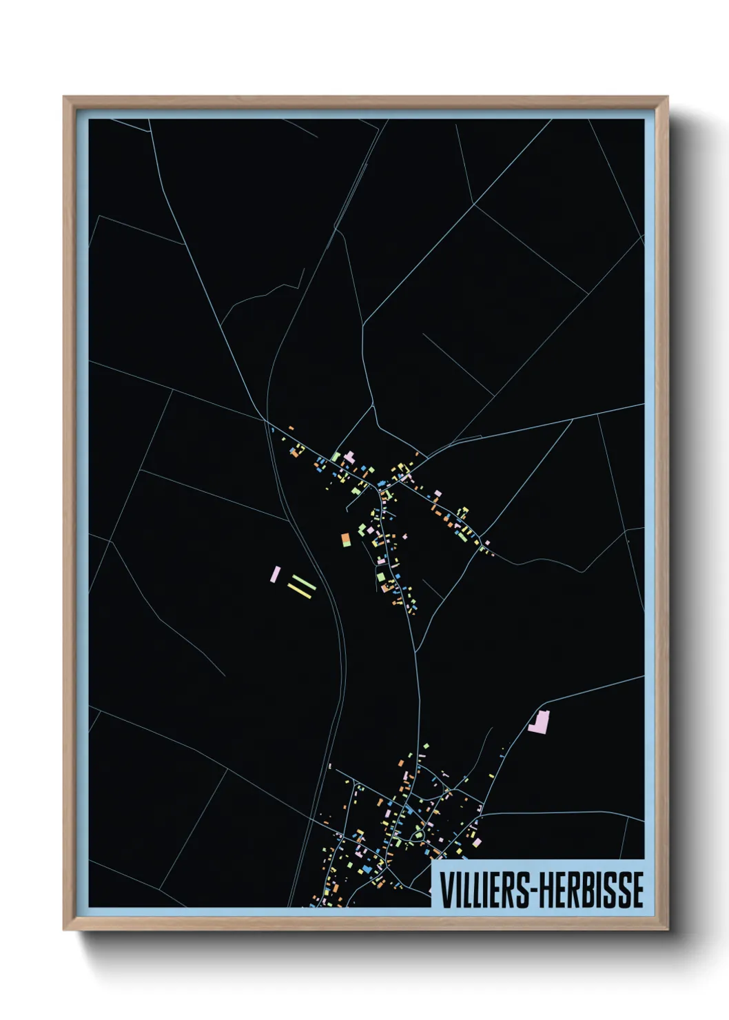 Une affiche de carte sur Villiers-Herbisse