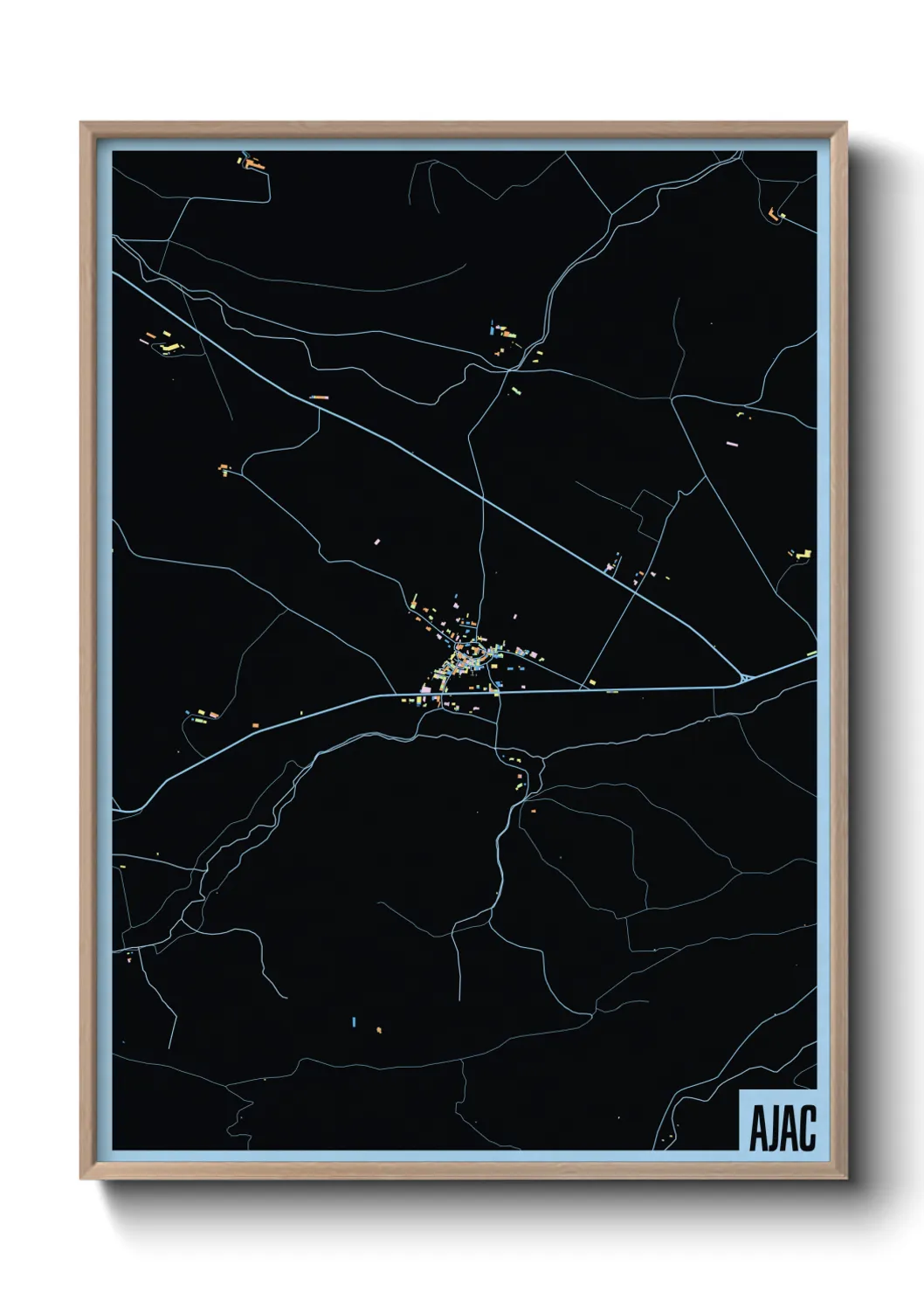 Une affiche de carte sur Ajac