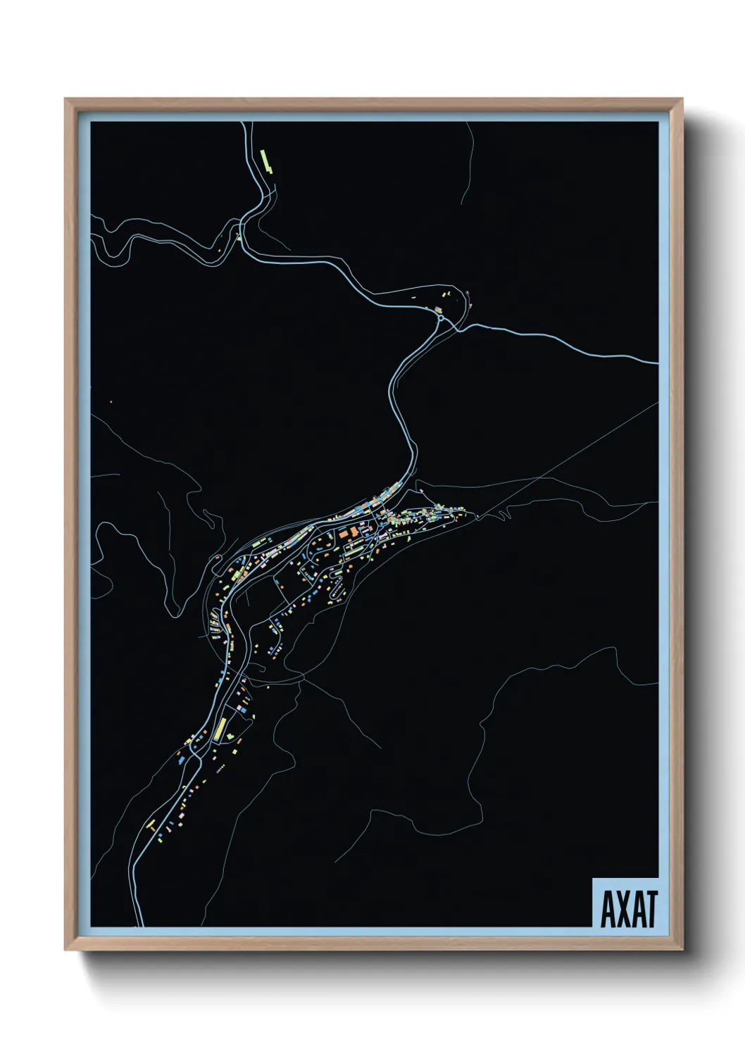 Une affiche de carte sur Axat