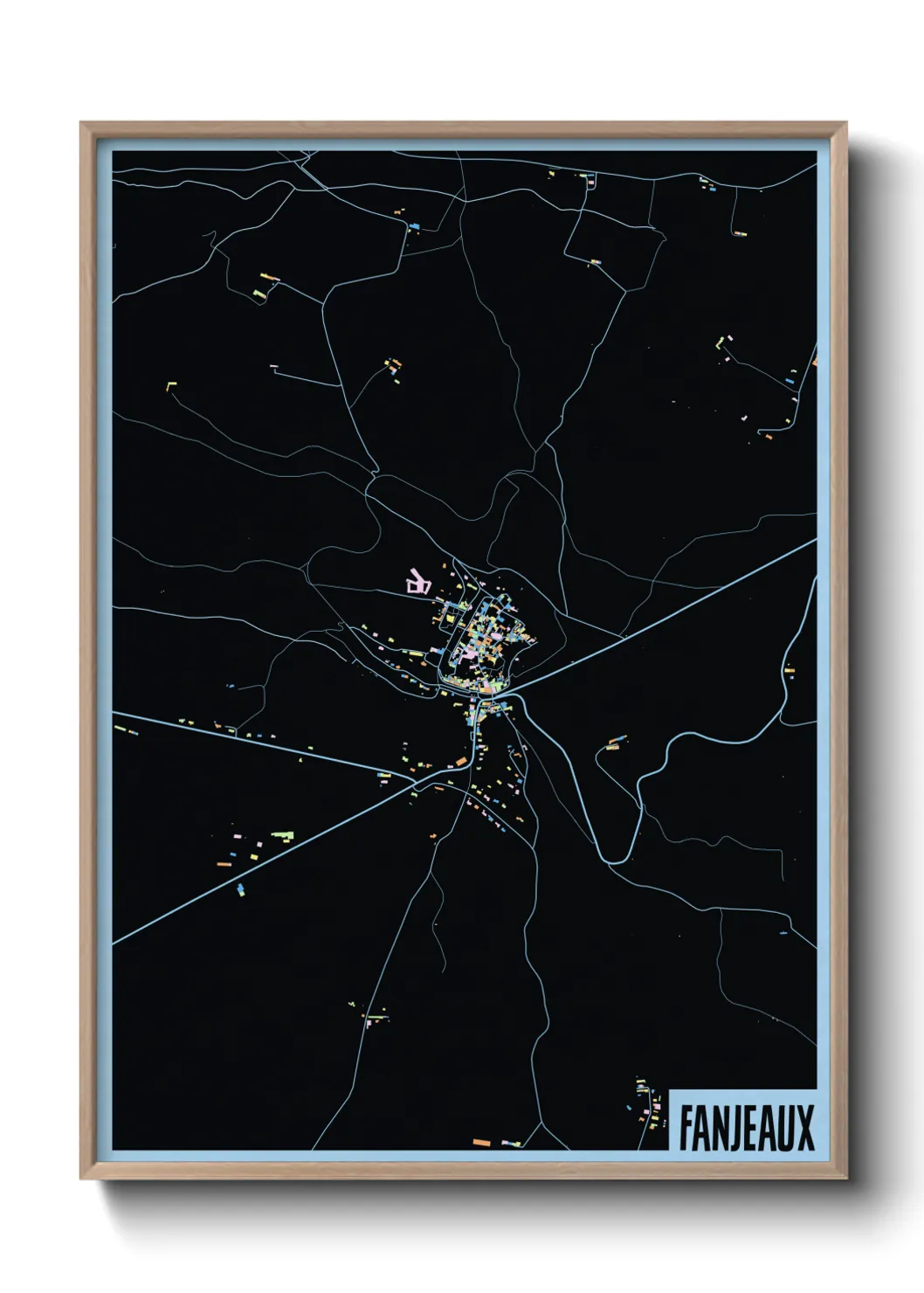 Une affiche de carte sur Fanjeaux