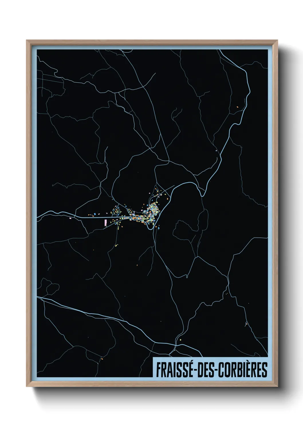 Une affiche de carte sur Fraissé-des-Corbières