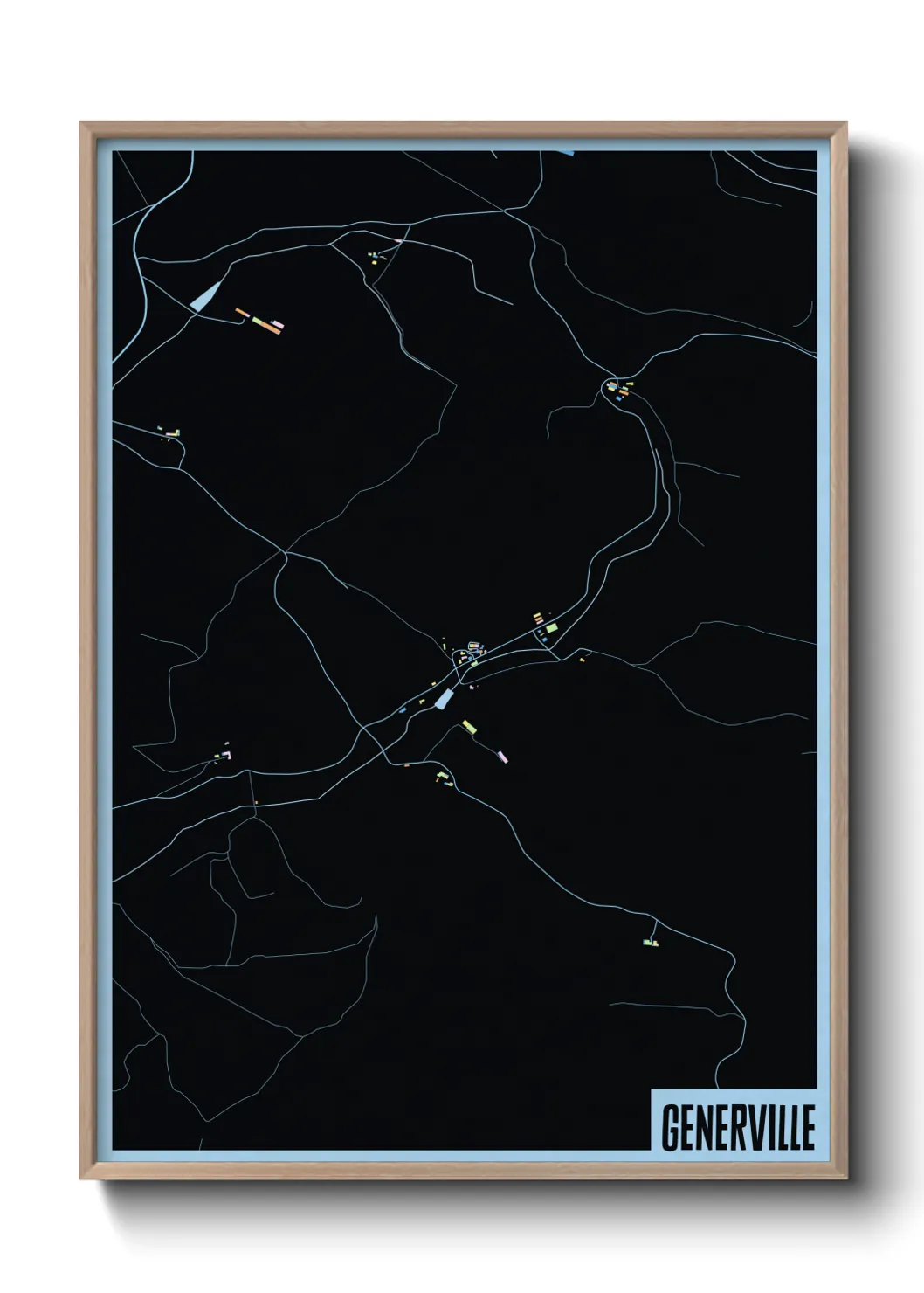 Une affiche de carte sur Generville