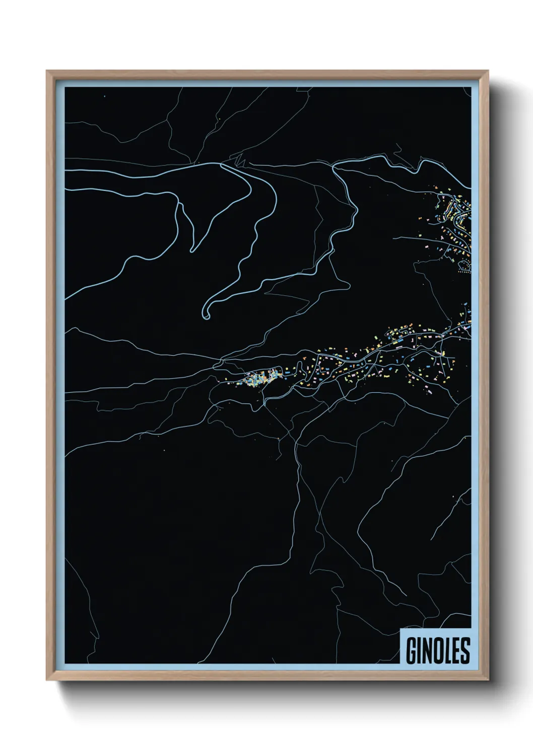 Une affiche de carte sur Ginoles