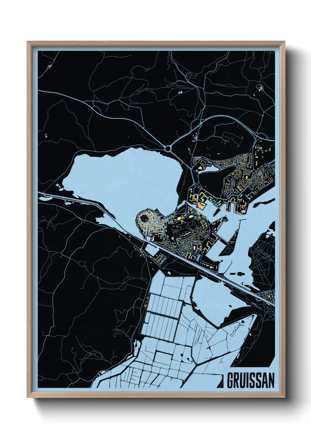 Une affiche de carte sur Gruissan