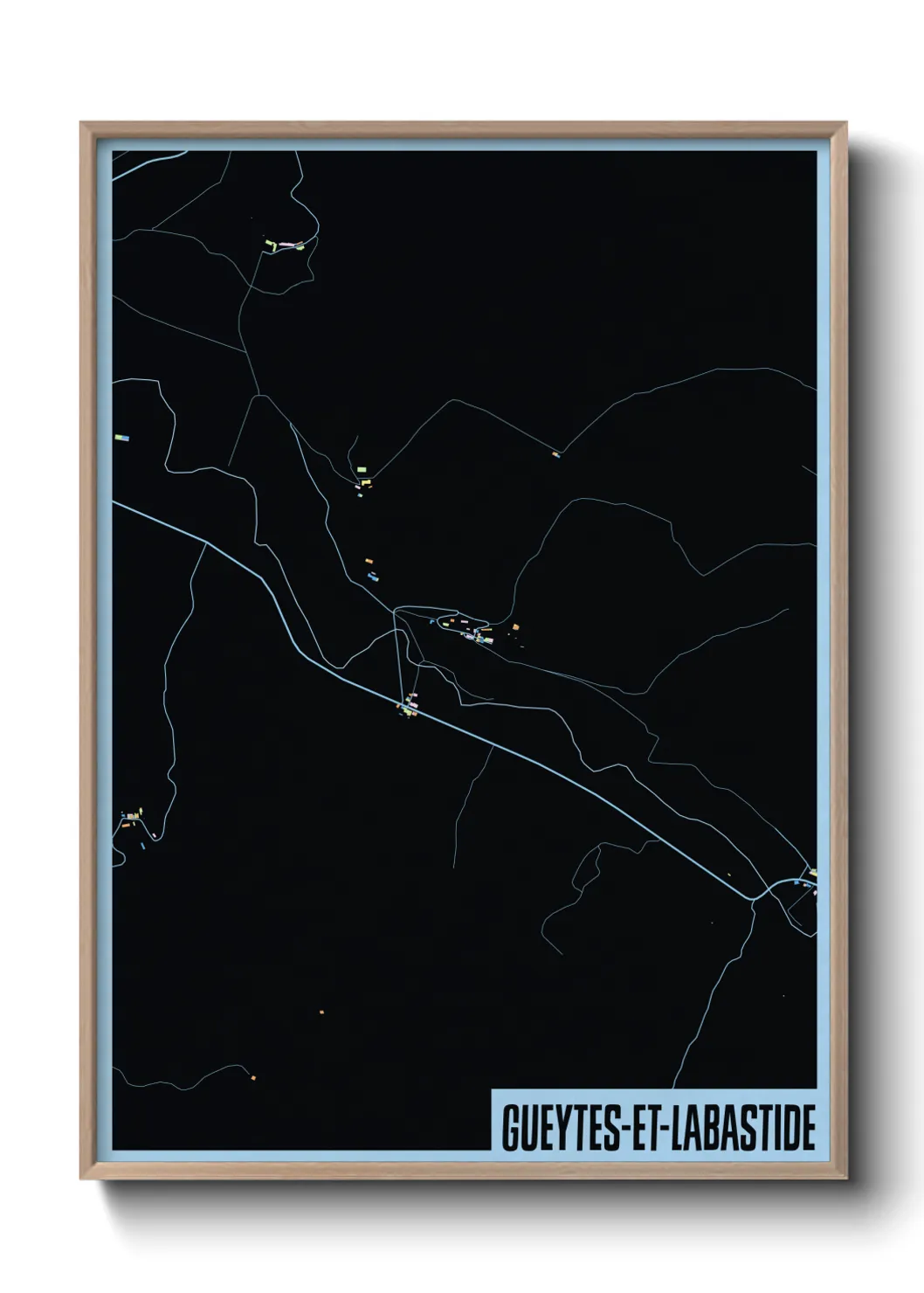 Une affiche de carte sur Gueytes-et-Labastide