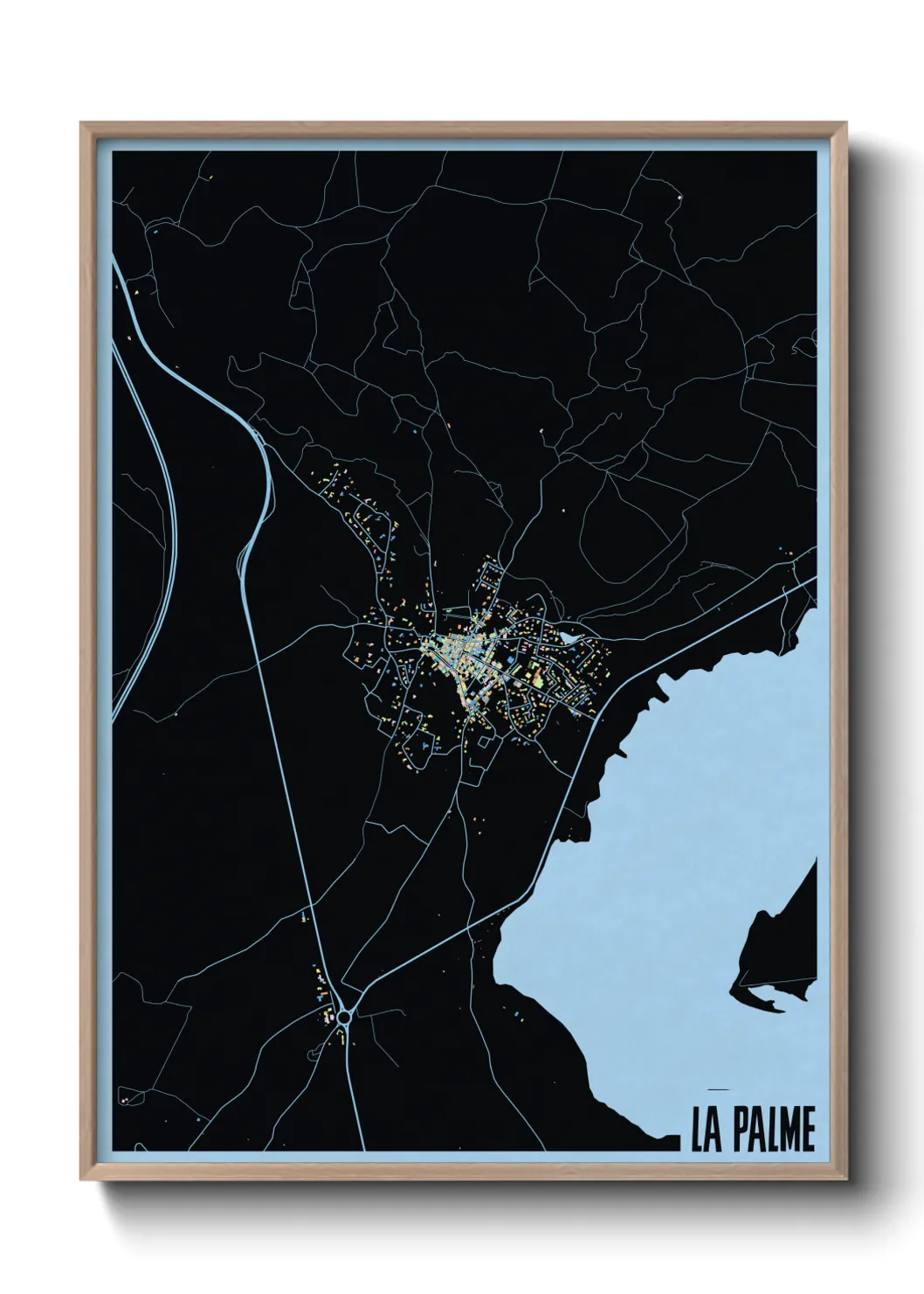 Une affiche de carte sur La Palme