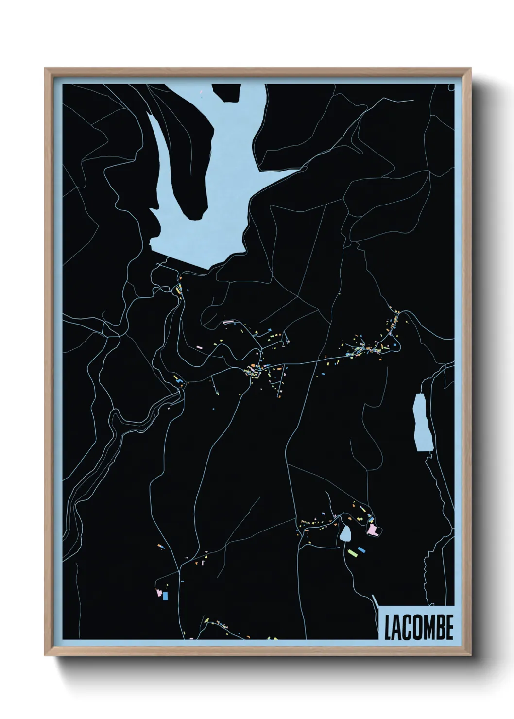 Une affiche de carte sur Lacombe