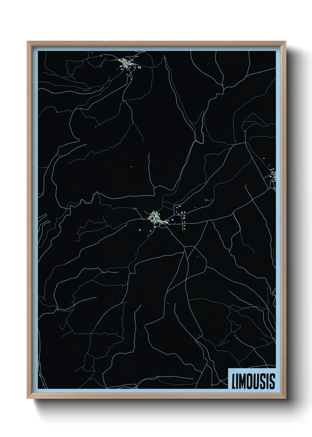 Une affiche de carte sur Limousis