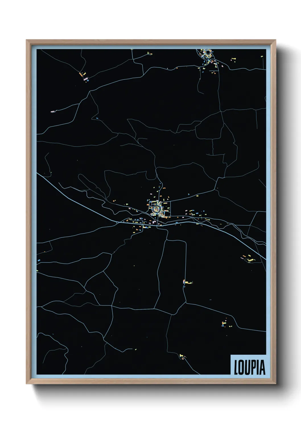 Une affiche de carte sur Loupia