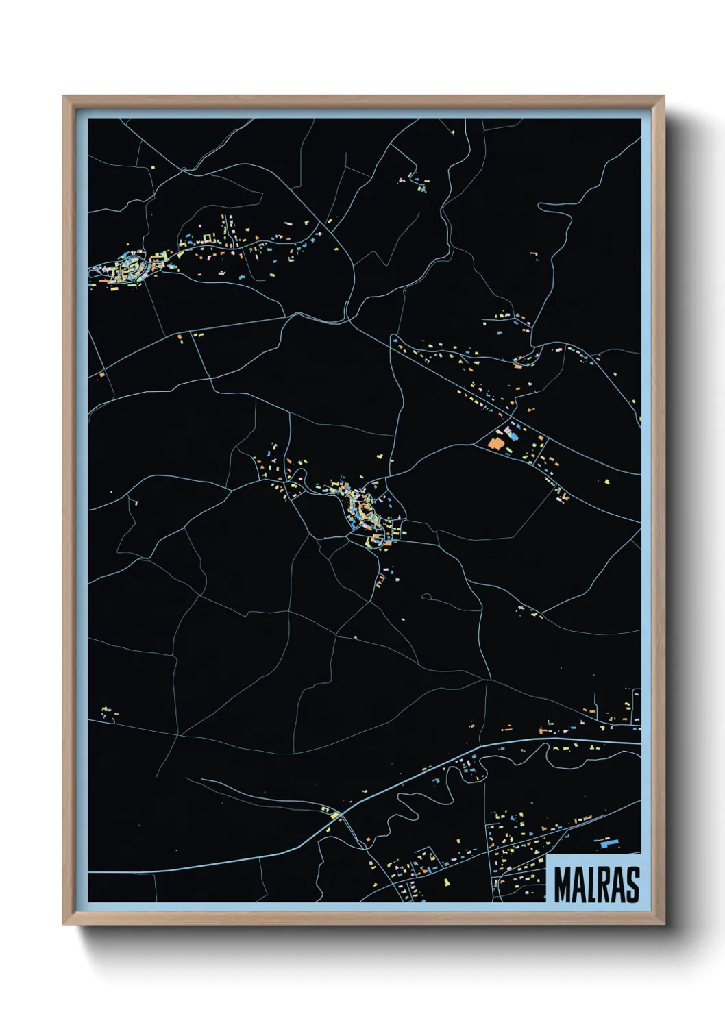 Une affiche de carte sur Malras