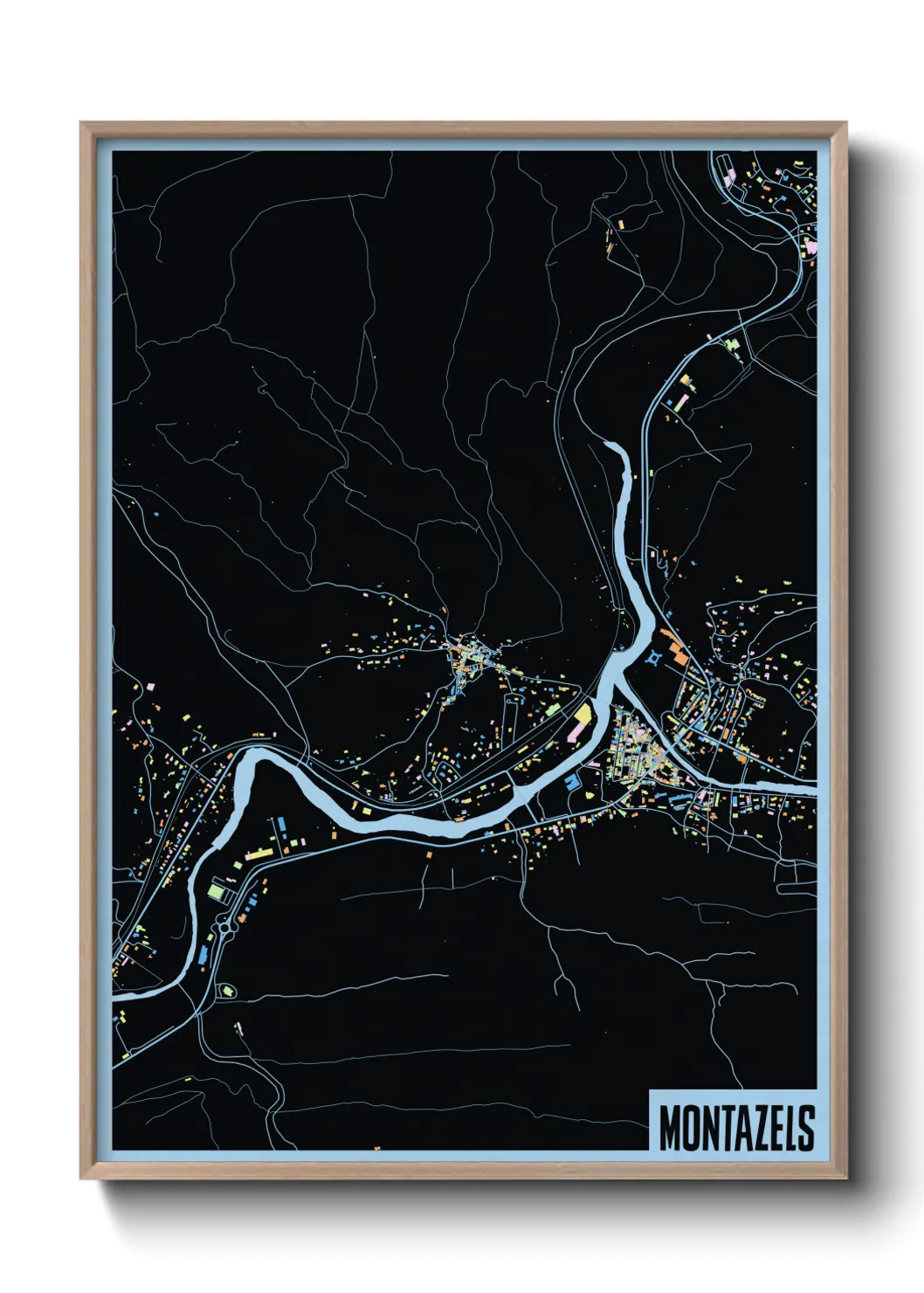 Une affiche de carte sur Montazels