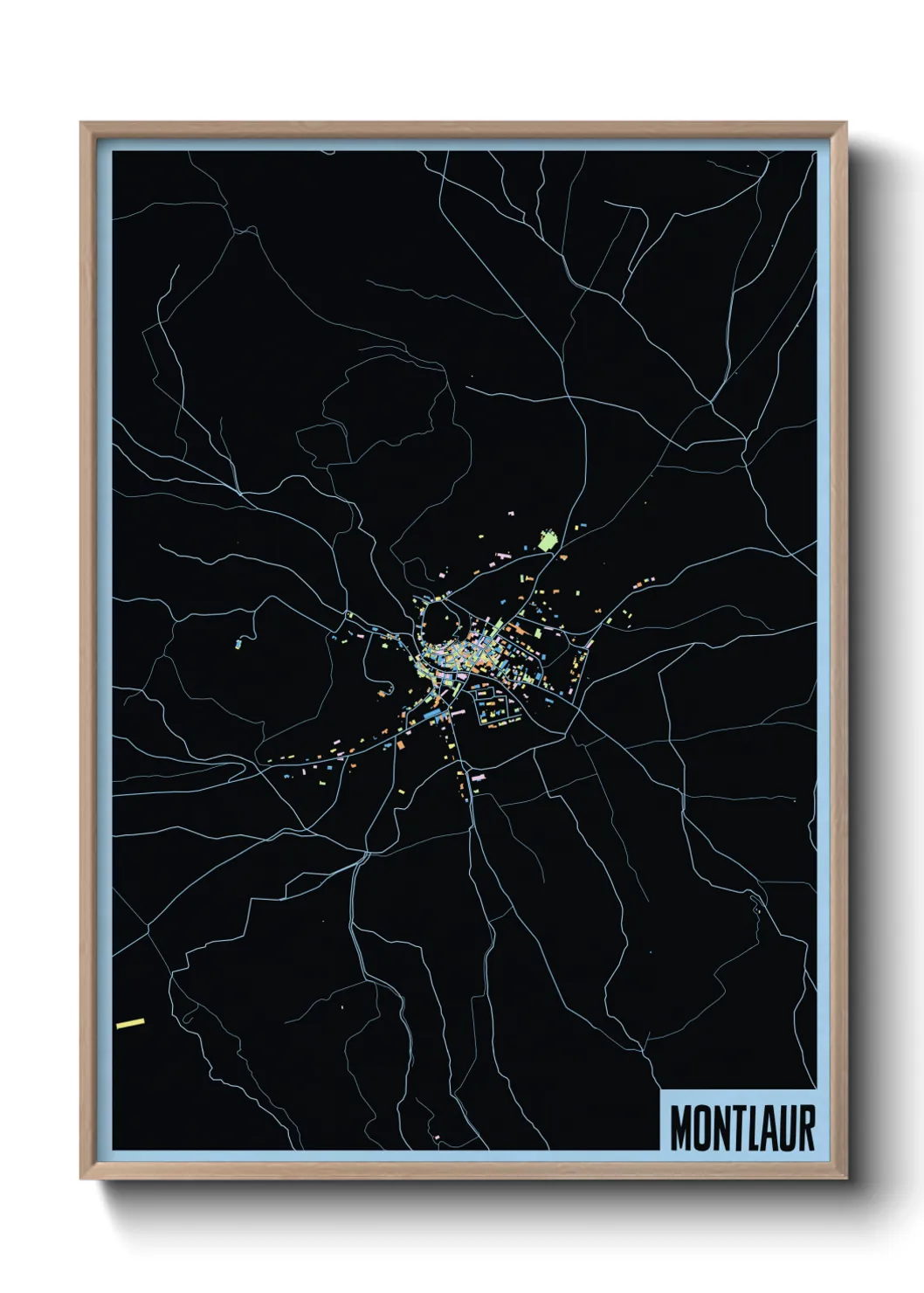 Une affiche de carte sur Montlaur