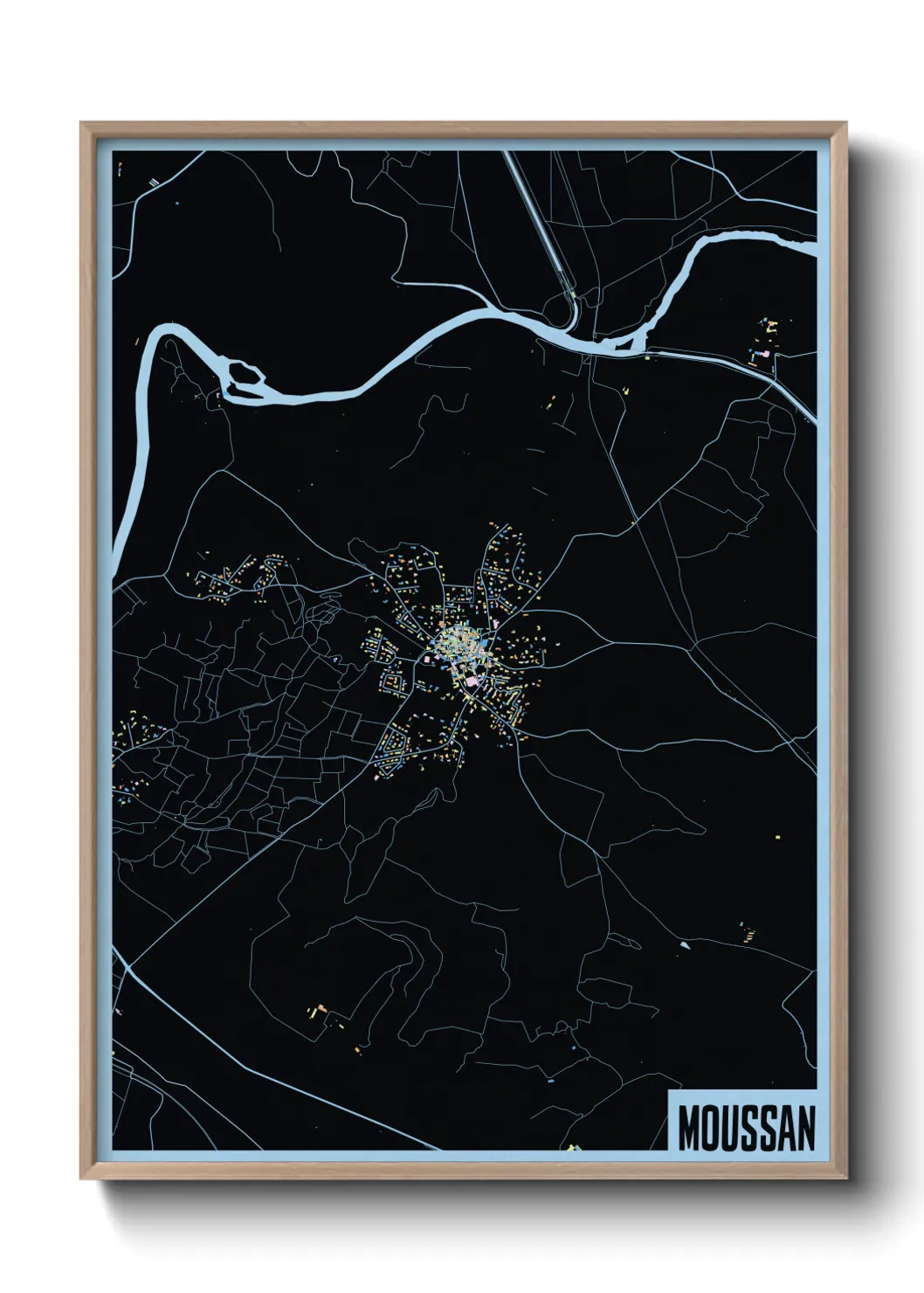 Une affiche de carte sur Moussan