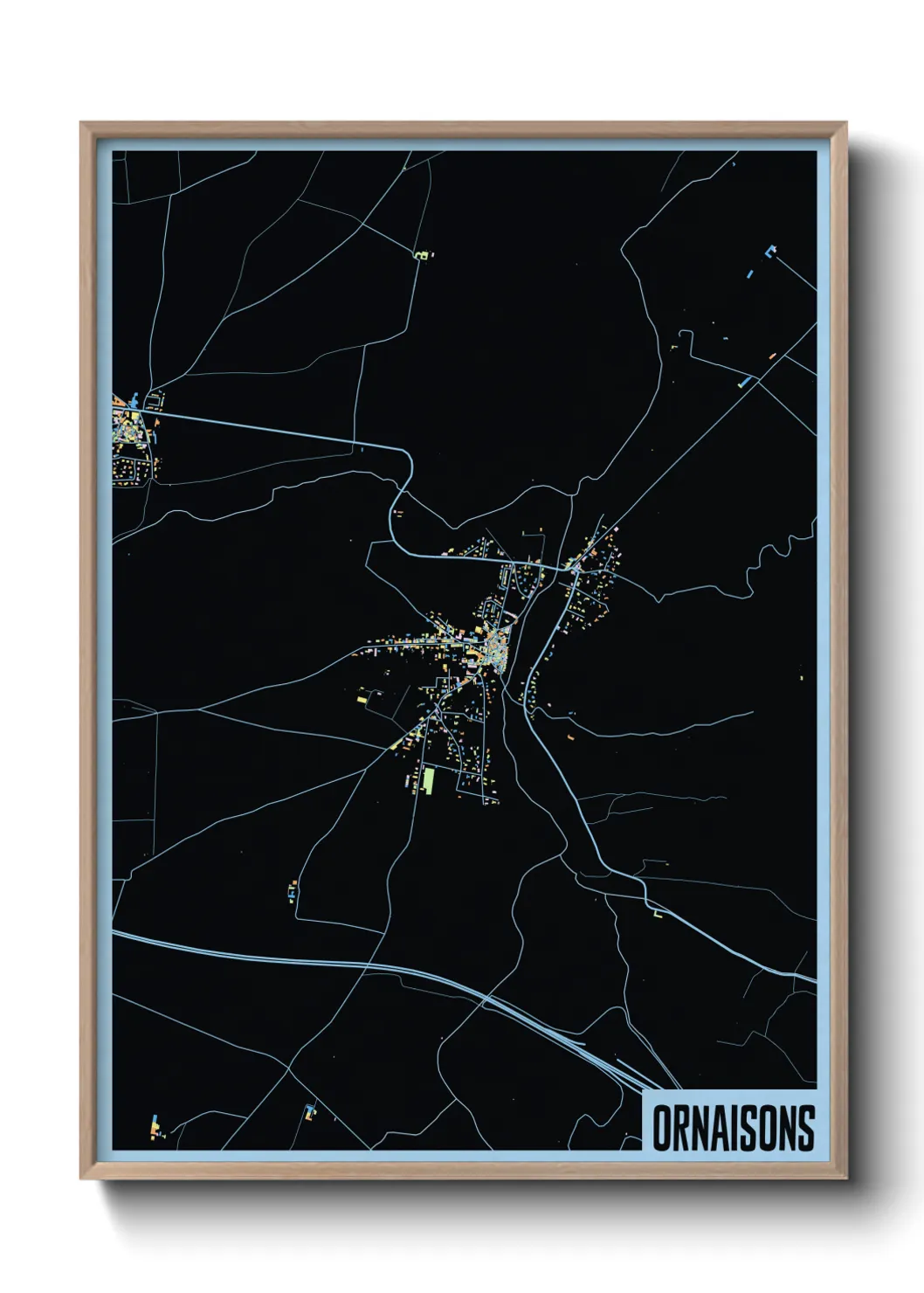 Une affiche de carte sur Ornaisons