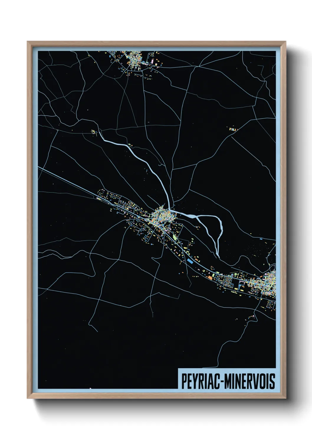 Une affiche de carte sur Peyriac-Minervois