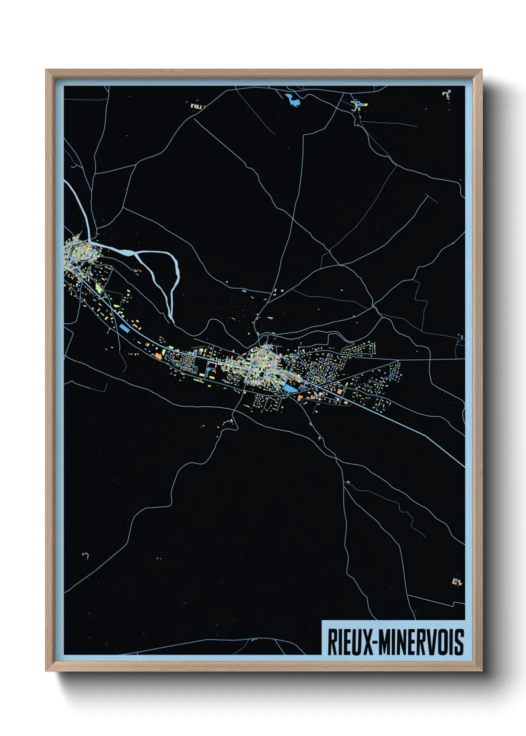 Une affiche de carte sur Rieux-Minervois