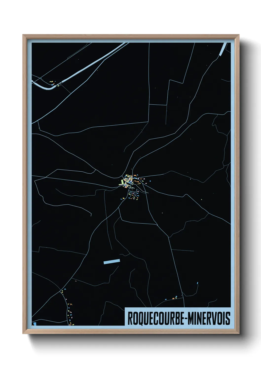 Une affiche de carte sur Roquecourbe-Minervois