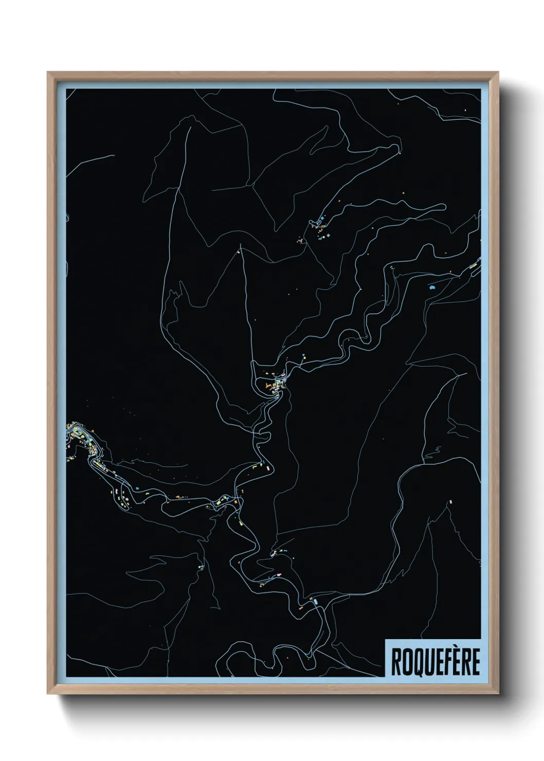 Une affiche de carte sur Roquefère