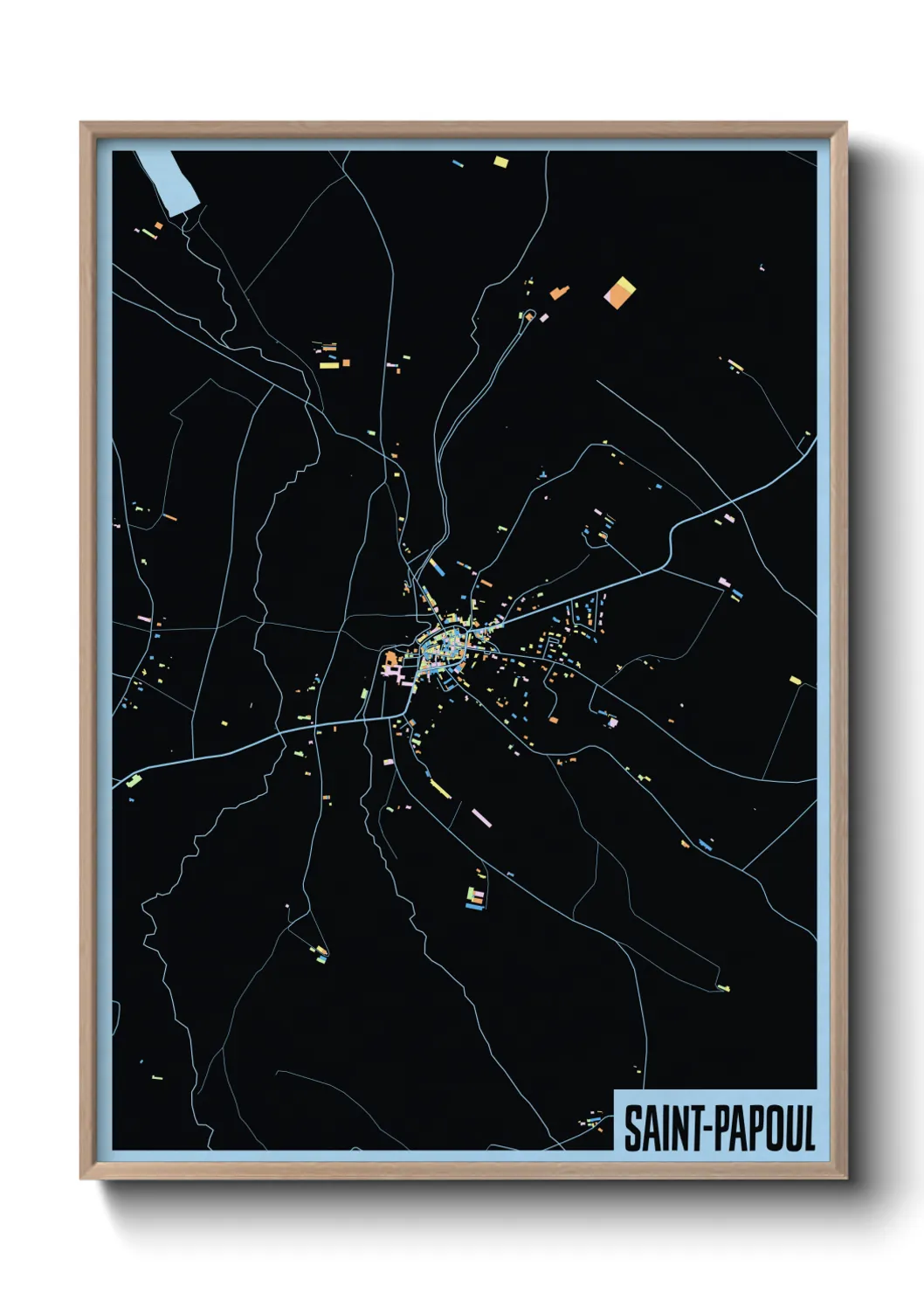 Une affiche de carte sur Saint-Papoul