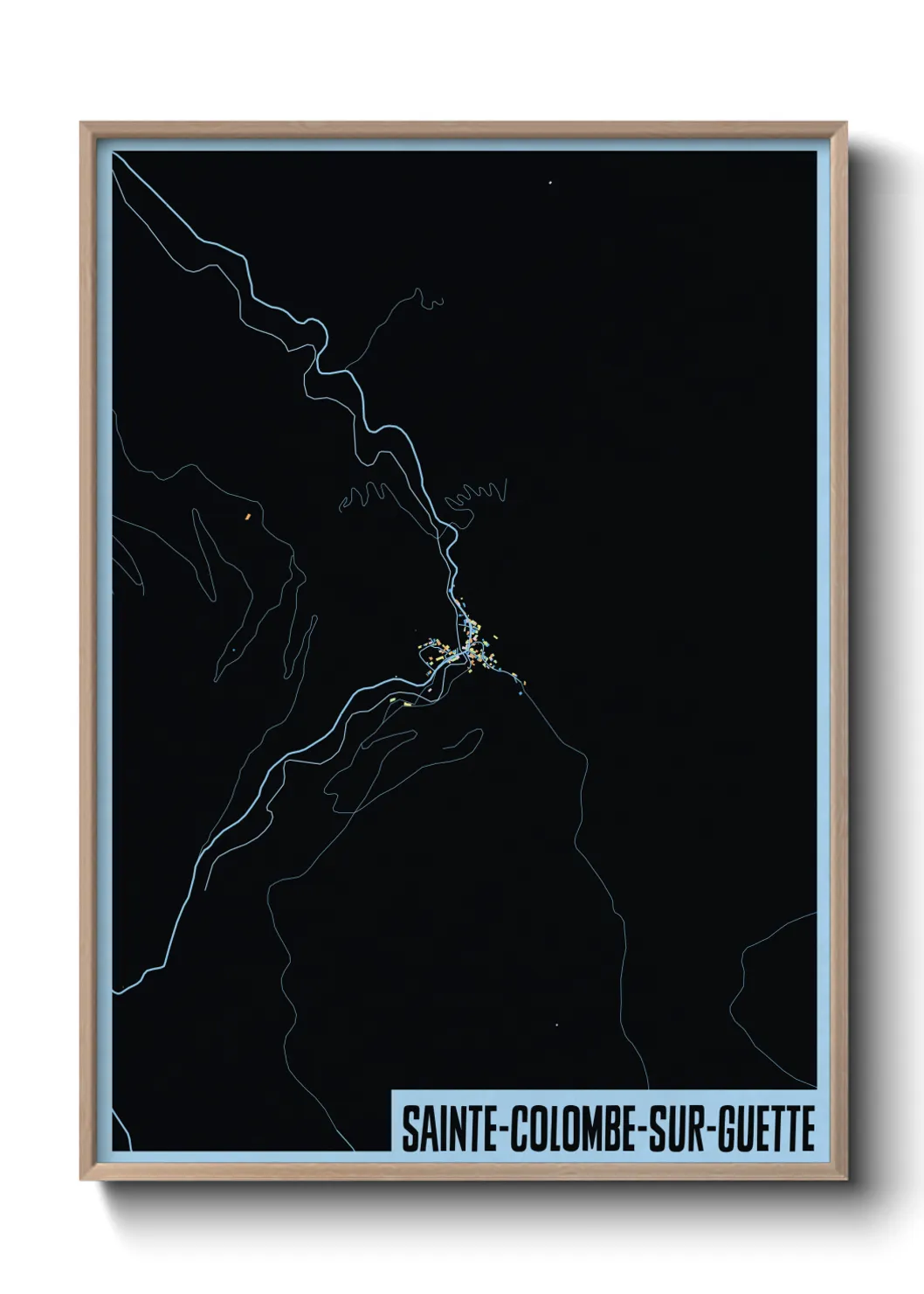 Une affiche de carte sur Sainte-Colombe-sur-Guette