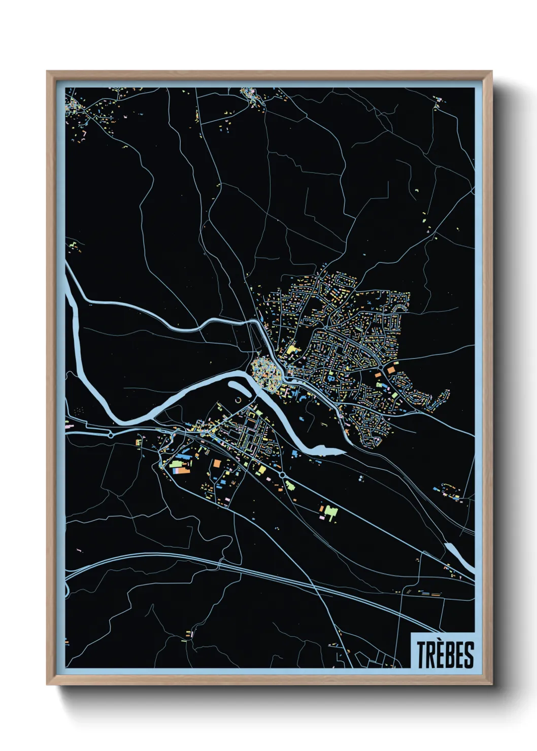 Une affiche de carte sur Trèbes