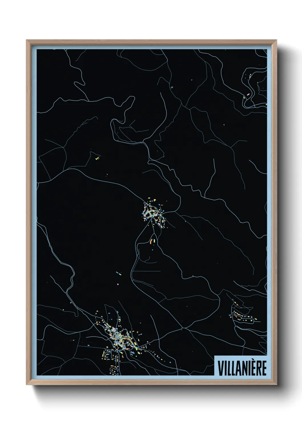 Une affiche de carte sur Villanière