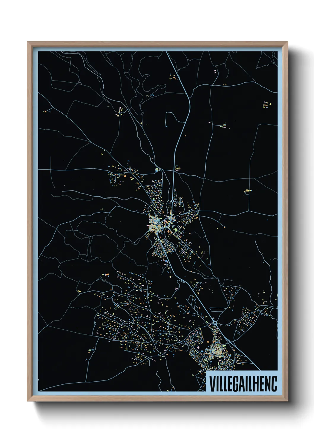 Une affiche de carte sur Villegailhenc