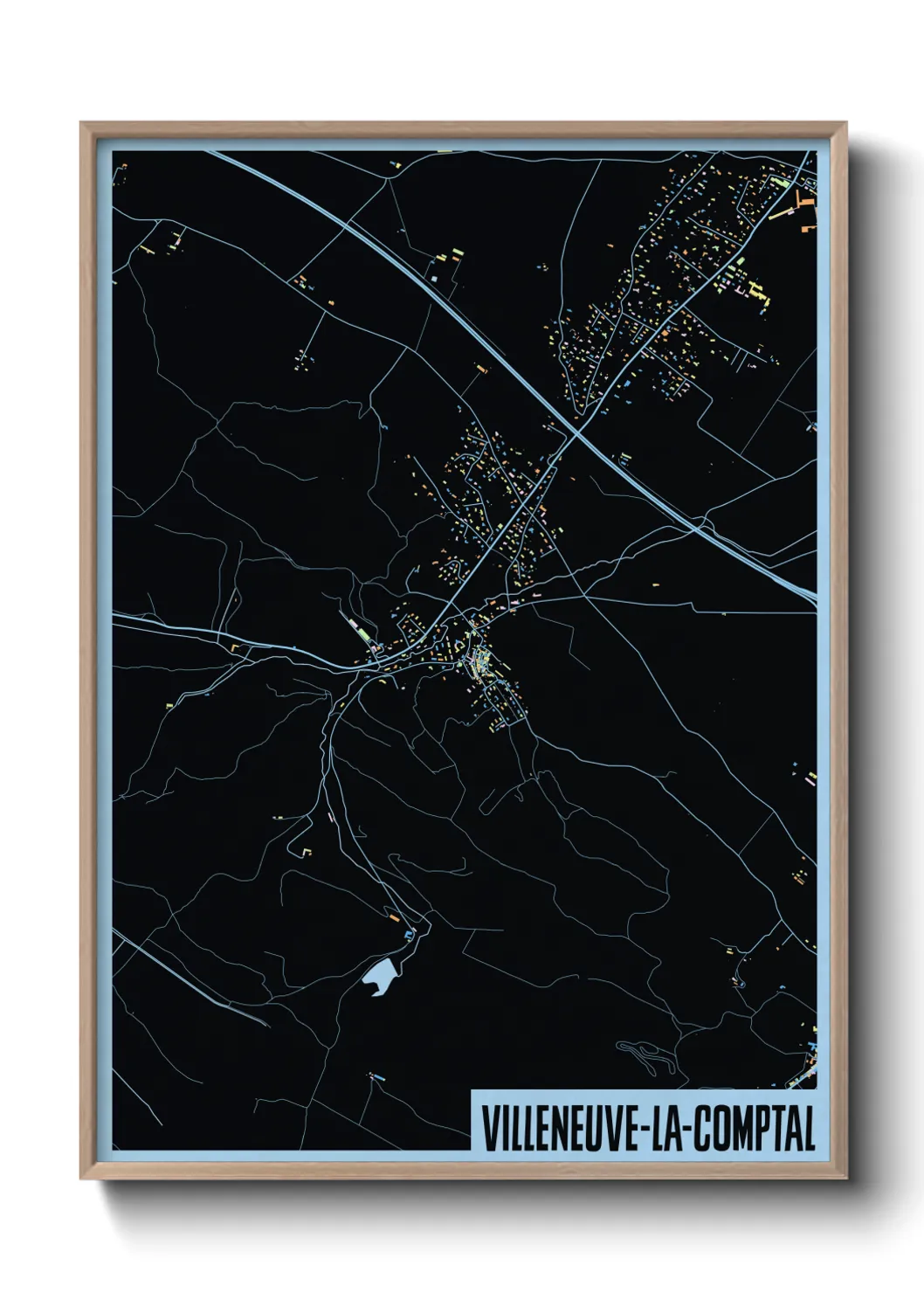 Une affiche de carte sur Villeneuve-la-Comptal