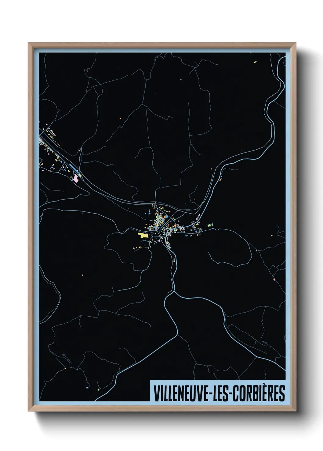 Une affiche de carte sur Villeneuve-les-Corbières