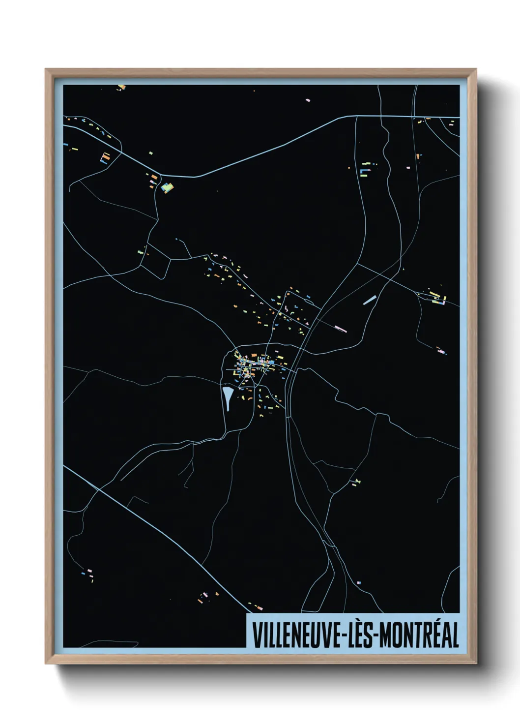 Une affiche de carte sur Villeneuve-lès-Montréal