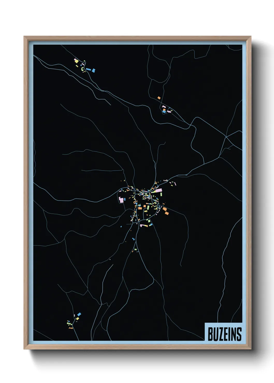 Une affiche de carte sur Buzeins