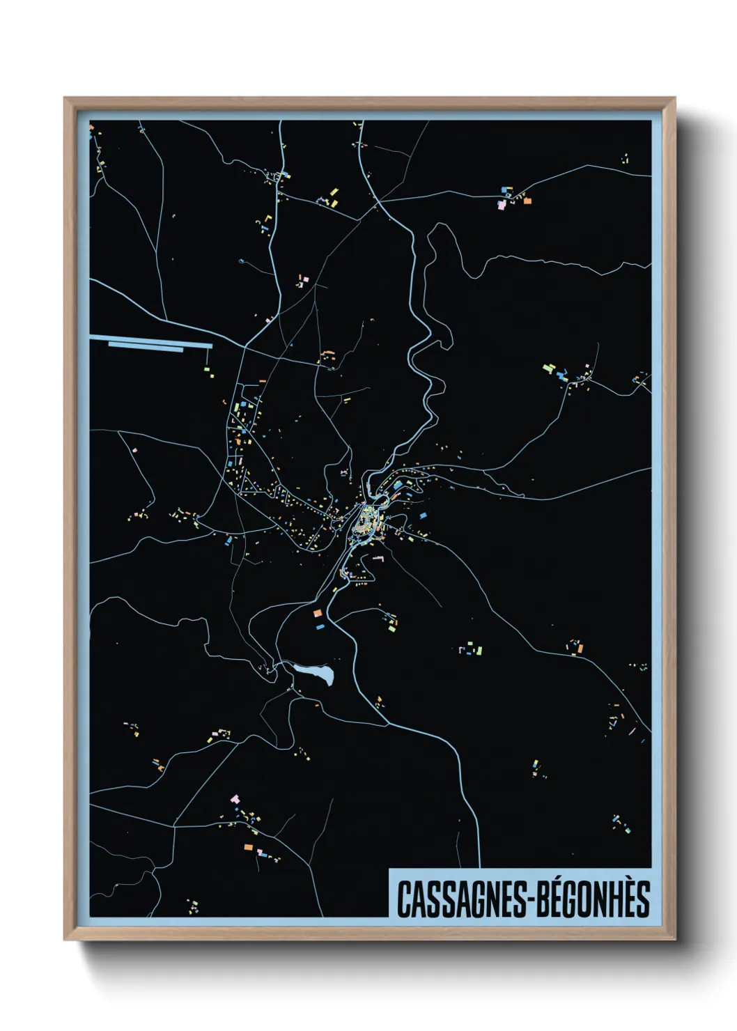 Une affiche de carte sur Cassagnes-Bégonhès